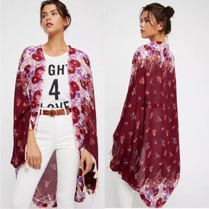 Free people Bali wrapped in blooms fringe kimono